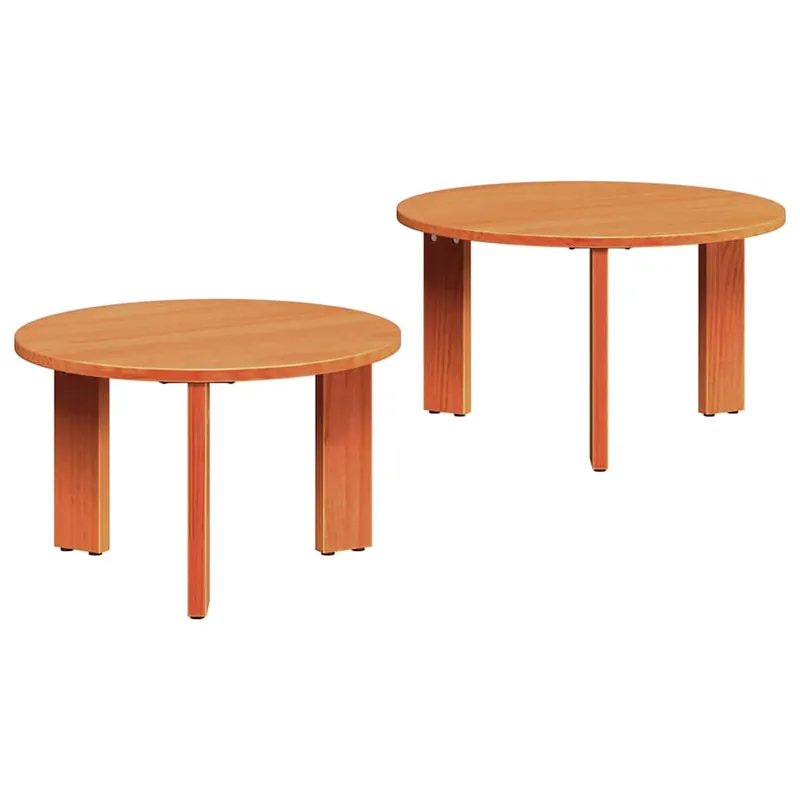 2 uds Mesas bajas - Mesas de Centro - Mesas de Café Natural Madera maciza de Pino