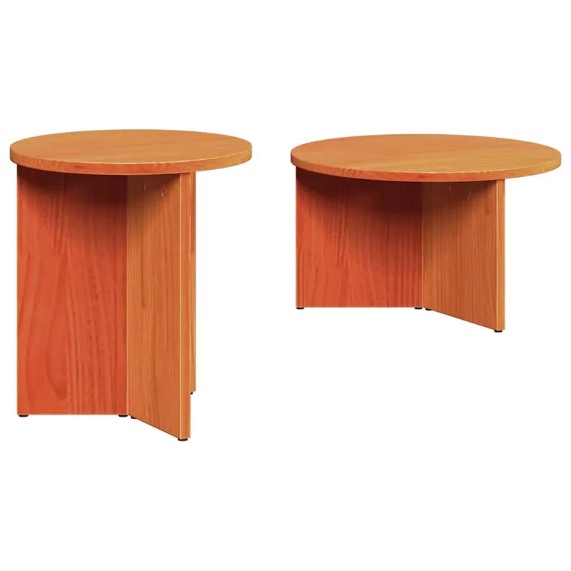 2 uds Mesas bajas - Mesas de Centro - Mesas de Café Natural Madera maciza de Pino