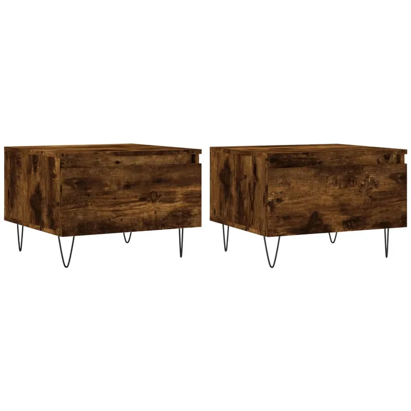 2 uds Mesas de Centro - Mesas bajas madera ingeniería gris hormigón 50x46x35 cm