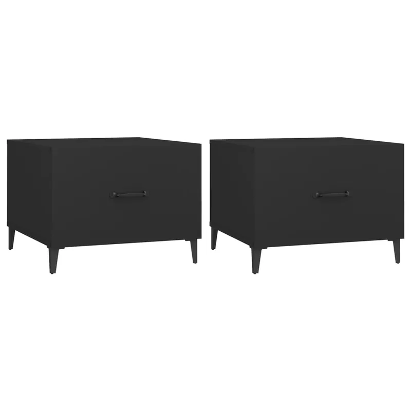 2 uds Mesas de Café - Mesas de Centro patas de metal blanco brillo 50x50x40 cm