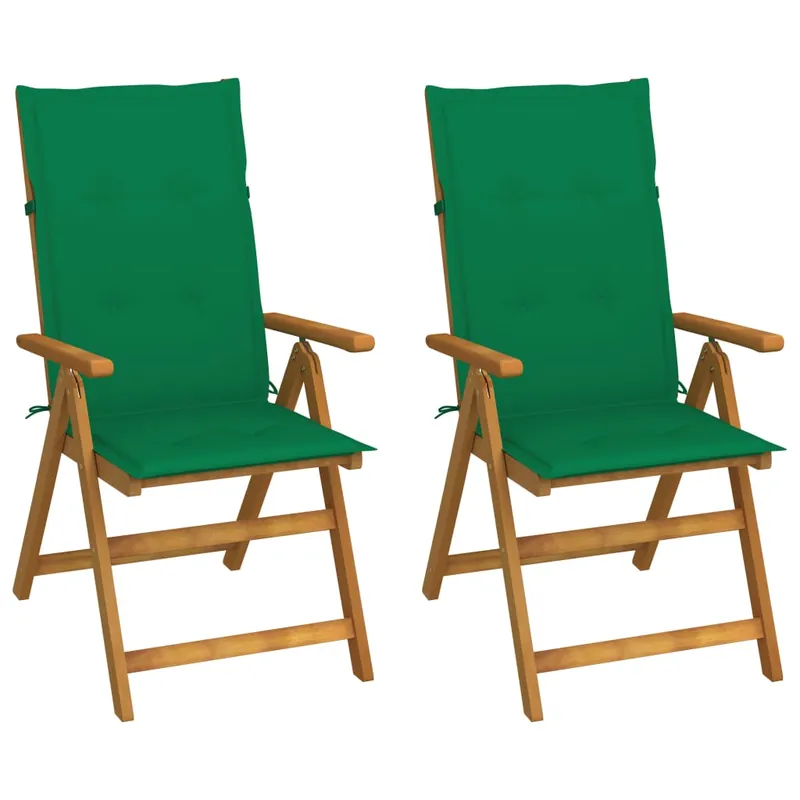 2 uds Sillas de jardín reclinables - Sillas de exterior madera maciza acacia cojines