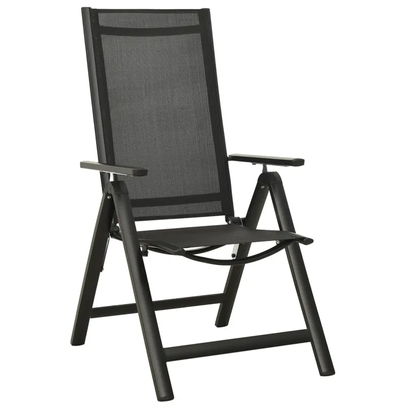 2 uds Sillas plegables de jardín - Sillas de exterior textileno aluminio negro