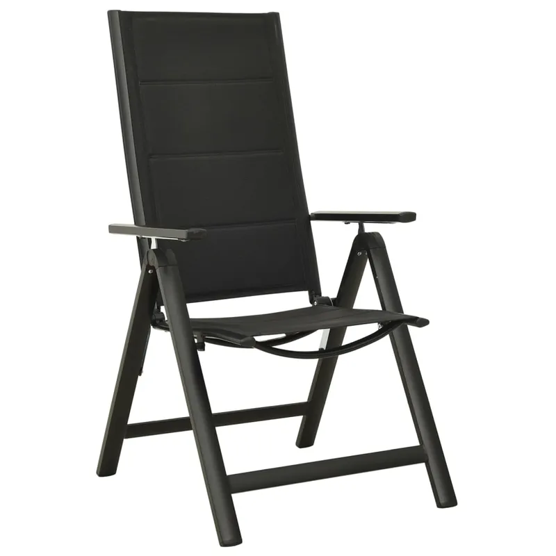 2 uds Sillas plegables de jardín - Sillas de exterior textileno aluminio negro