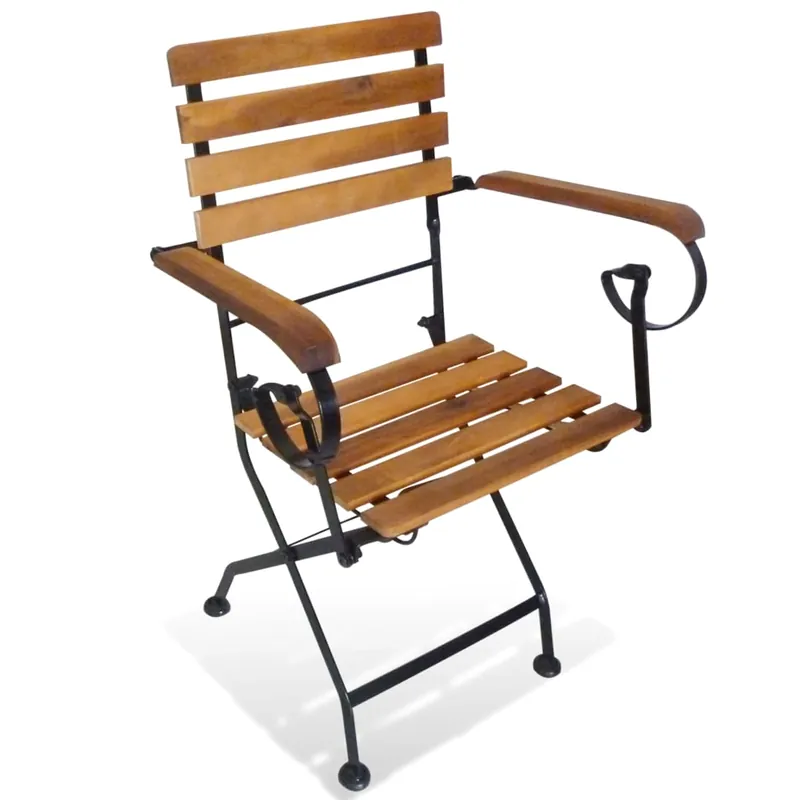 2 uds Sillas plegables de jardín - Sillas de exterior acero y madera acacia maciza