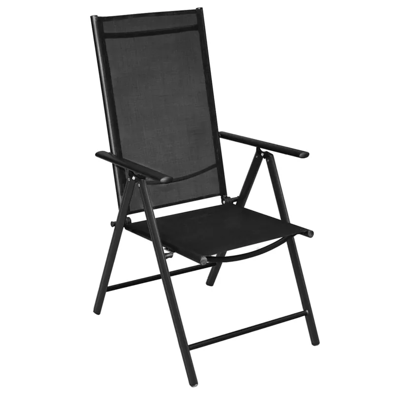 2 uds Sillas plegables de jardín - Sillas de exterior aluminio y textilene negro