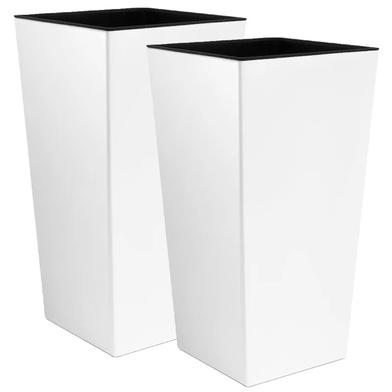 2 unidades de macetero zanvic urbi 26,6 litros de plástico fower pot con interior liner 27 x 27 x 50 cm blanco - Decoración