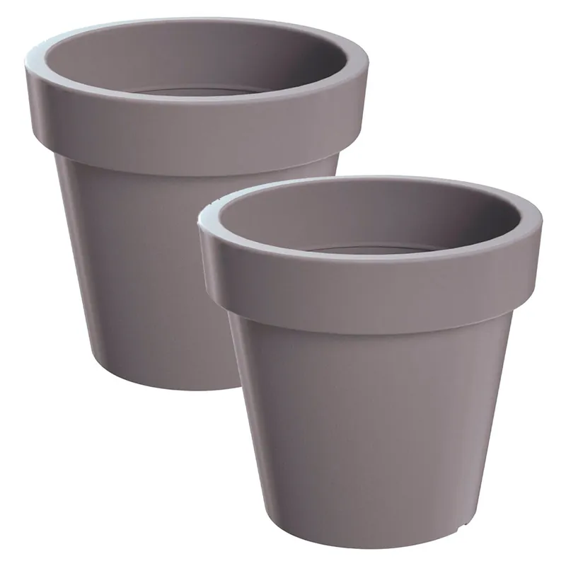 2x Maceta de plastico Lofly en color gris 19,6 (largo) x 19,6 (ancho) x 18,1 (alto) cm - Decoración
