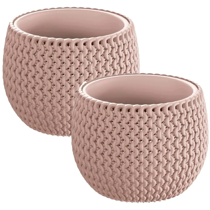 2x Maceta redonda con deposito Splofy Bowl de plastico en color mocca 23,9 (largo) x 23,9 (ancho) x 16,1 (altura) cm - Decoración