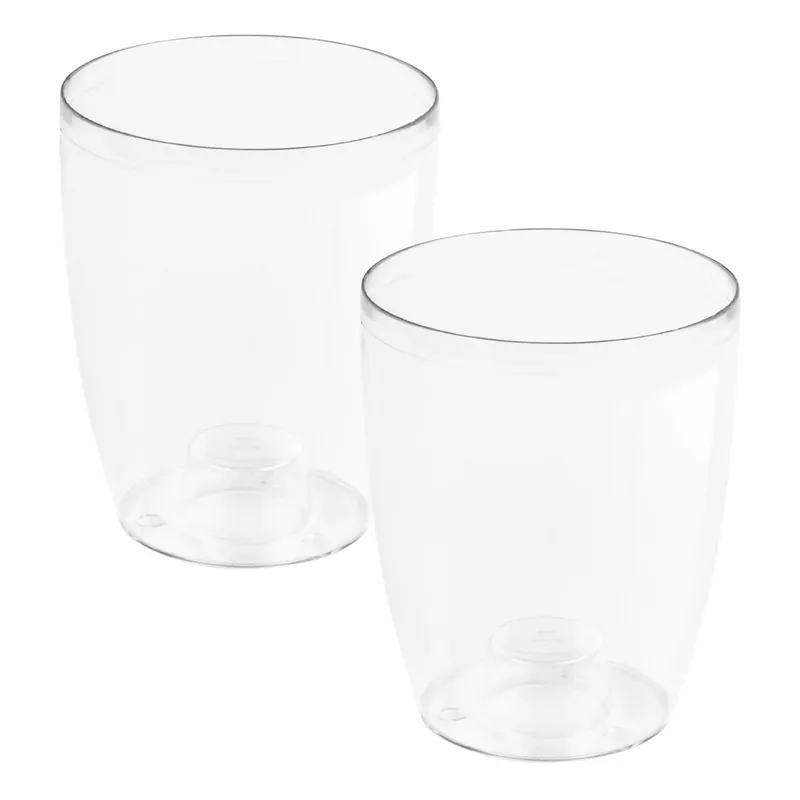 2x Macetero orquídea de plastico Coubi Orchid en color blanco transparente 13,2 (largo) x 13,2 (ancho) x 16 (altura) cm - Decoración