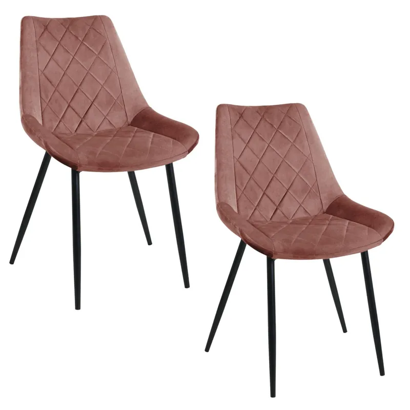 2x Silla tapizada de terciopelo acolchado SJ.0488 Rosa - Muebles
