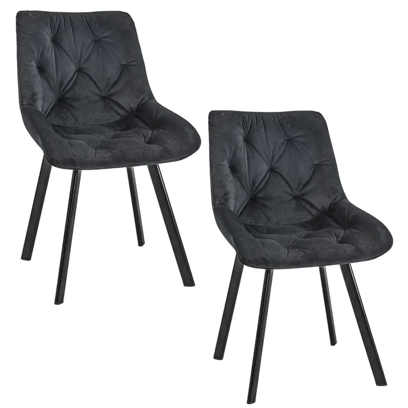 2x Silla tapizada capitoné de terciopelo SJ.33 Rosa - Muebles