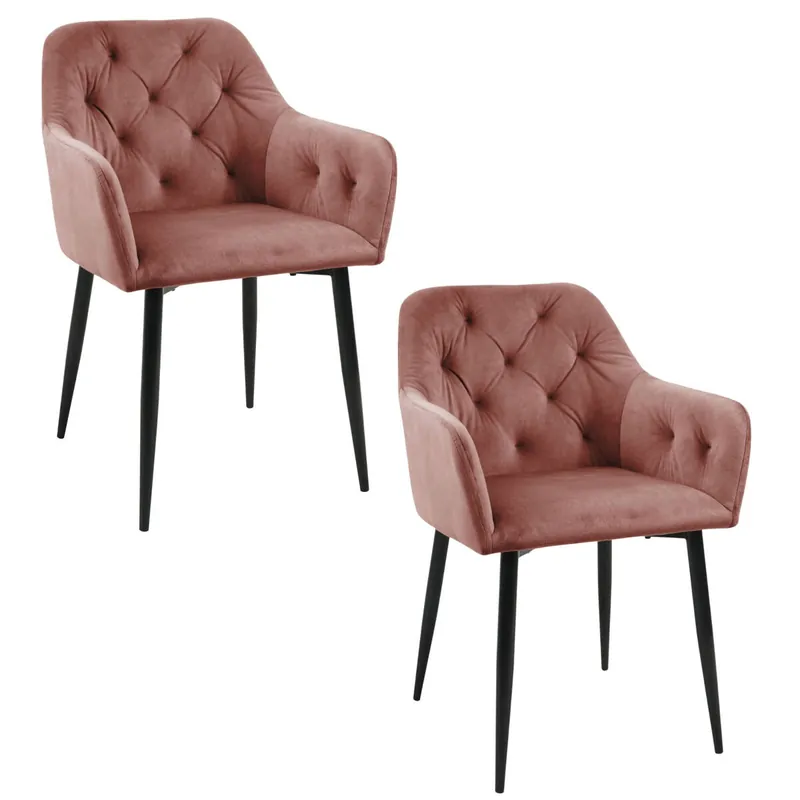 2x Silla tapizada de terciopelo acolchado SJ.030 Negro - Muebles