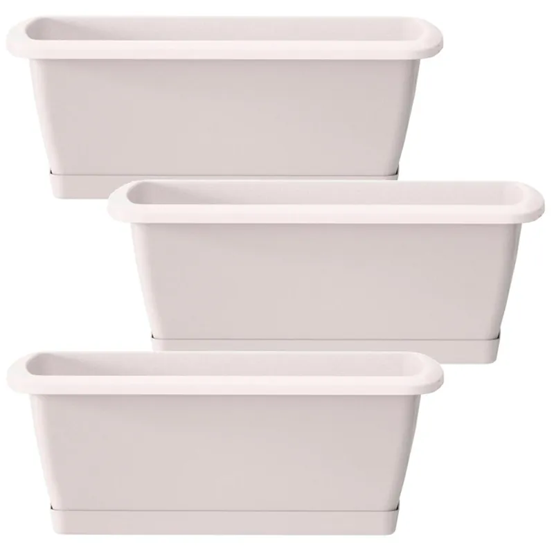 3x Jardinera Respana con soporte de plastico en color blanco 78,6 (largo) x 18,4 (ancho) x 14,5 (alto) cm - Decoración