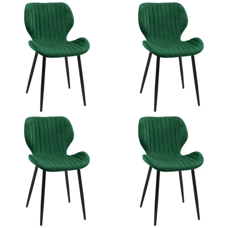 4x Silla tapizada capitoné de terciopelo SJ.17 Verde botella - Muebles