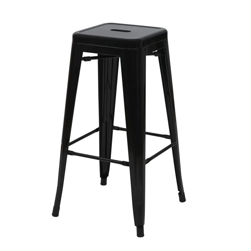 4 taburetes de bar apilables de metal con diseño industrial color negro 04_0005227 - Muebles