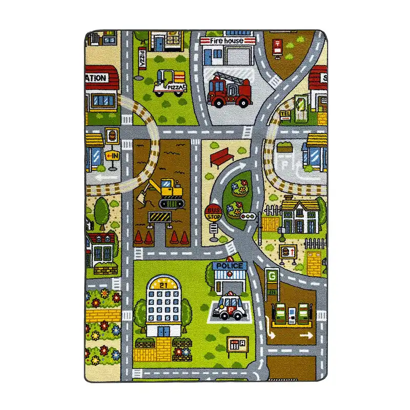 Acomoda Textil – Alfombra Infantil Ciudad Carretera para Jugar con Coches. Alfombra Antideslizante, Plegable y Acolchada. (Modelo B, 100x140 cm)
