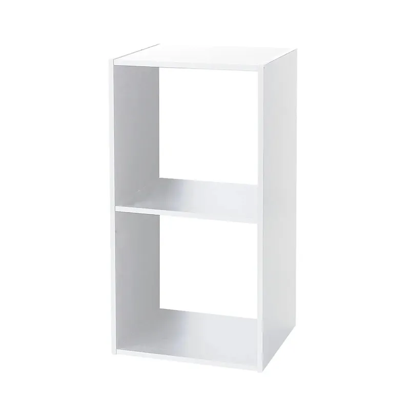 Acomoda Textil – Estantería para Pared y Suelo de Madera Moderna y Resistente para Dormitorio, Cocina, Baño y Oficina. Estante para Organizar de Fácil Instalación. (2 Cubos, Blanco) - Muebles