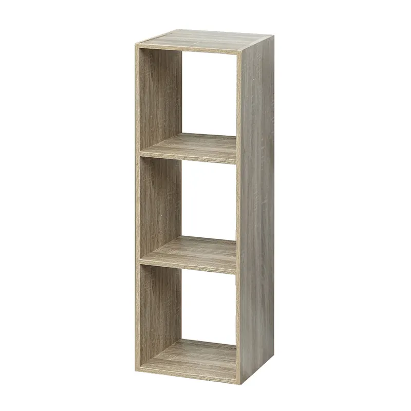 Acomoda Textil – Estantería para Pared y Suelo de Madera Moderna y Resistente para Dormitorio, Cocina, Baño y Oficina. Estante para Organizar de Fácil Instalación. (3 Cubos, Blanco) - Muebles