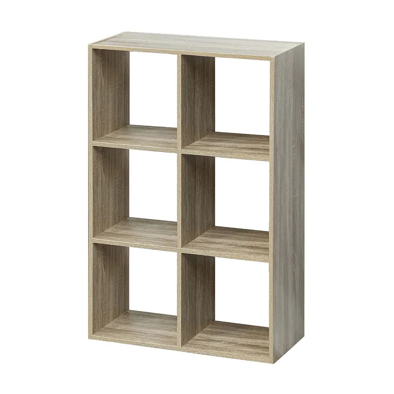 Acomoda Textil – Estantería para Pared y Suelo de Madera Moderna y Resistente para Dormitorio, Cocina, Baño y Oficina. Estante para Organizar de Fácil Instalación. (6 Cubos, Natural) - Muebles