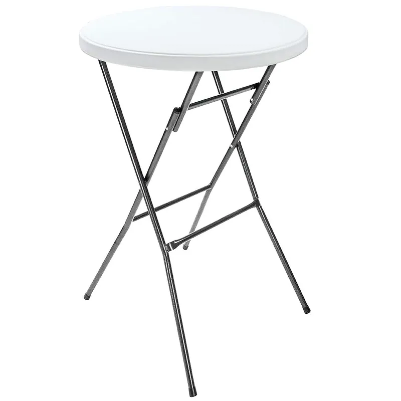 Acomoda Textil – Mesa de Coctel Redonda Portátil para Jardín y Terraza. Mesa Blanca Plegable de Interior y Exterior, Resistente y Duradera para Fiestas y Celebraciones 80x110 cm.