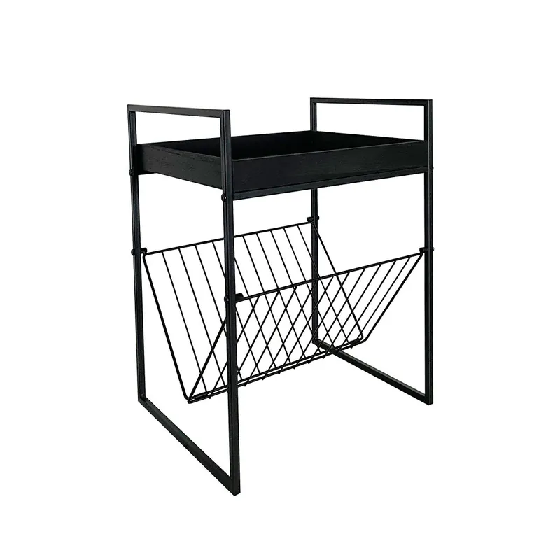 Acomoda Textil – Mesa Auxiliar de Metal Práctica y Decorativa. Revistero con Soporte para Periódicos, Revistas y Libros en Salón, Recibidor y Oficina. (29x36x47 cm) - Decoración
