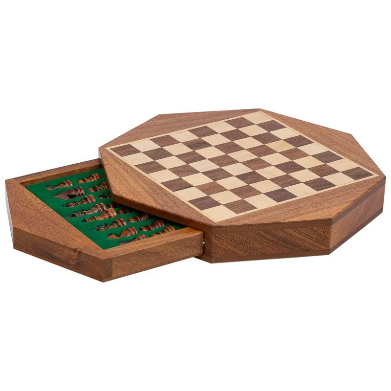 Ajedrez magnético con Cajón para piezas de madera marrón d22.5x5 cm - Decoración