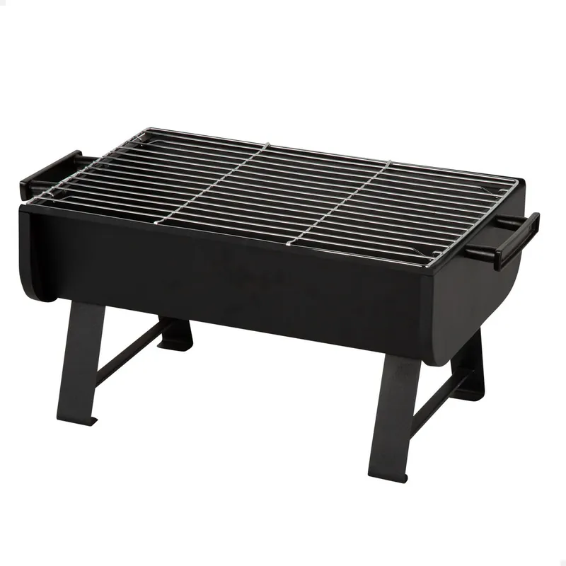 Aktive Barbacoa carbón portátil acero 45x30x25 cm con asas laterales - Jardín