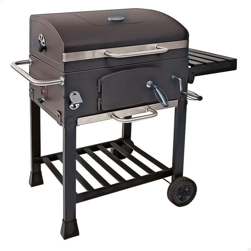 Aktive Barbacoa portátil carbón con ahumador y ruedas - Jardín