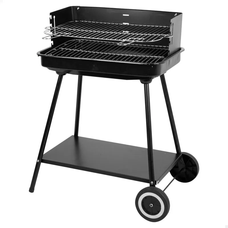 Aktive Barbacoa portátil carbón regulable en altura c/2 ruedas y asa transporte - Jardín