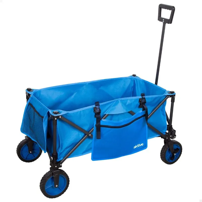 Aktive Carro playa plegable azul c/ruedas 360º - Jardín