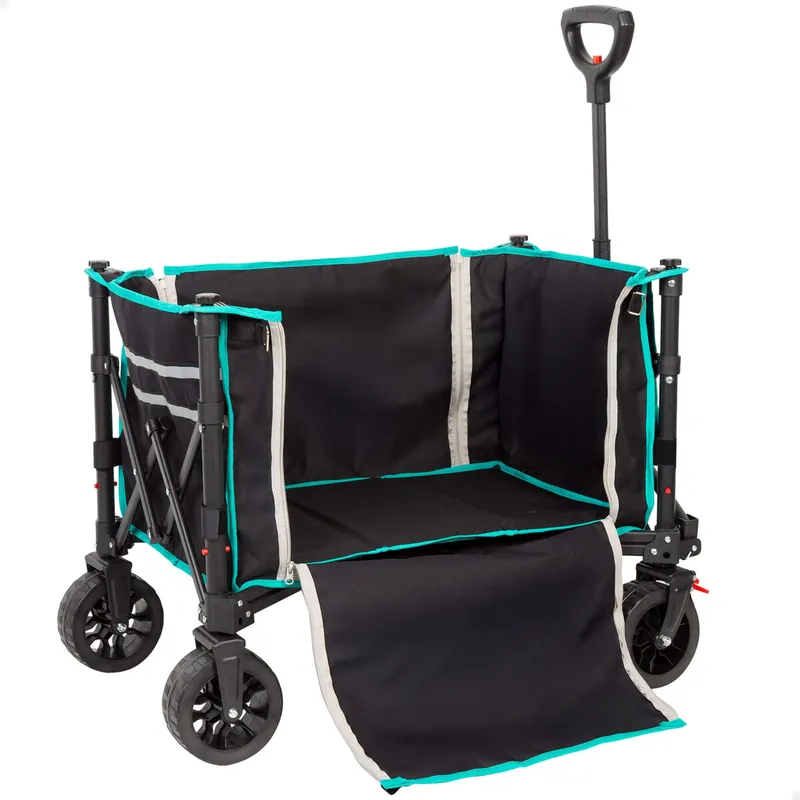 Aktive Carro plegable playa negro con ruedas todoterreno - Jardín