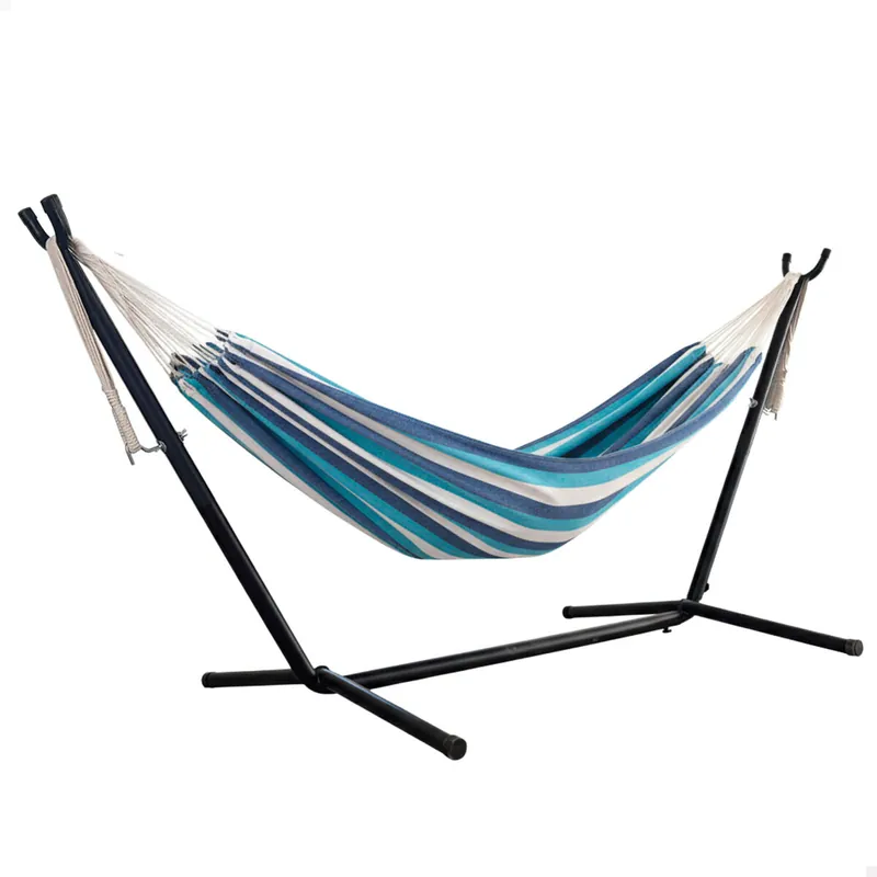 Aktive Hamaca camping de tela con estructura metal 260x108x102 cm - Jardín