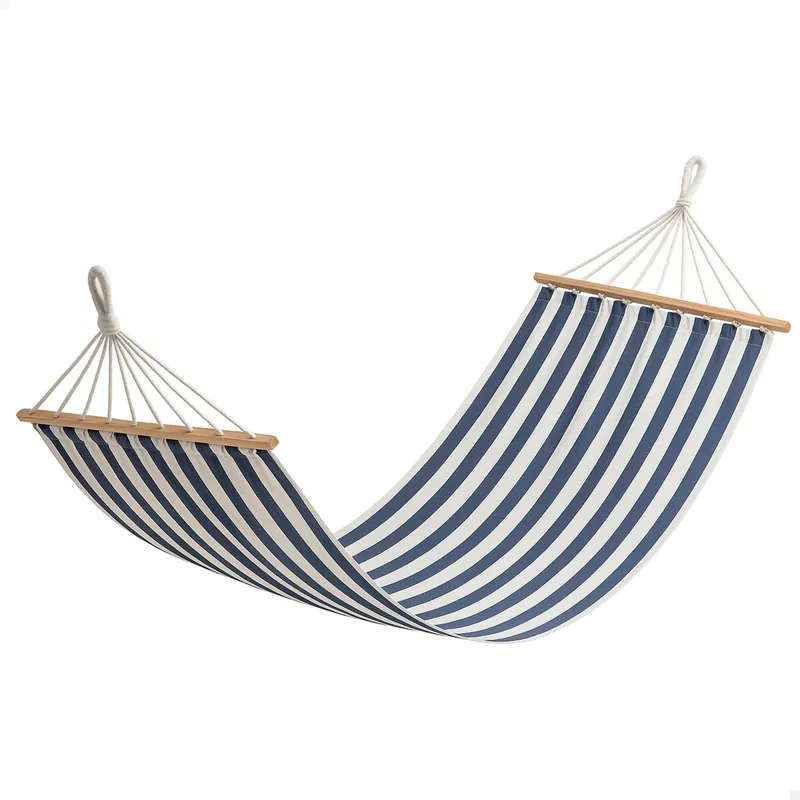 Aktive Hamaca colgante 200x100 cm a rayas con soportes de madera - Jardín