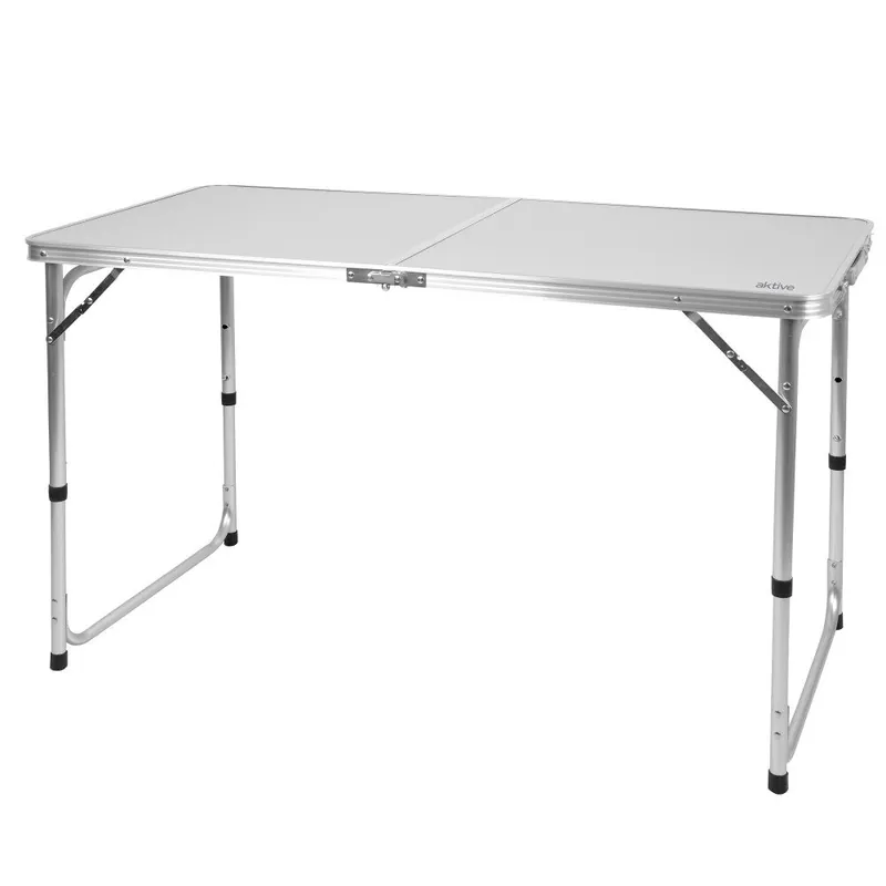 Aktive Mesa plegable camping ajustable en altura y antideslizante gris - Jardín