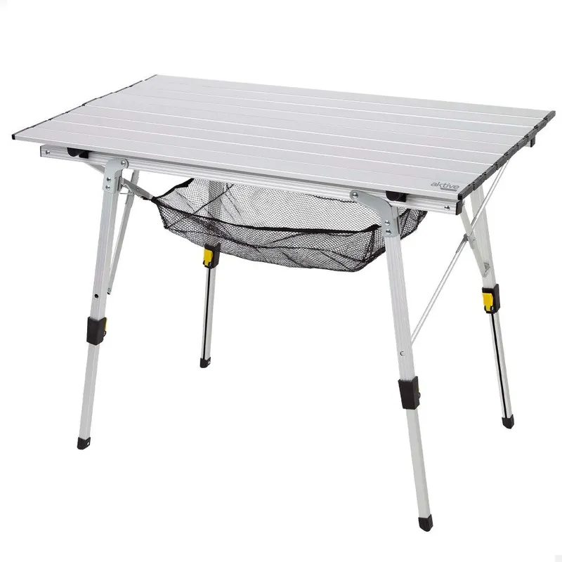 Aktive Mesa plegable camping aluminio antideslizante y desmontable altura ajustable c/red auxiliar - Jardín