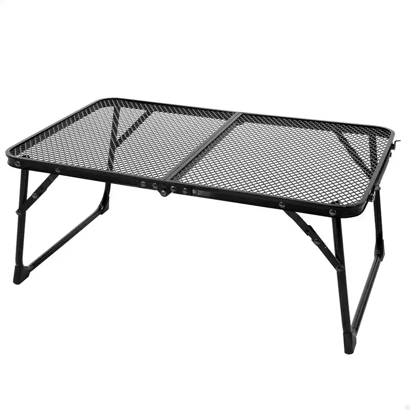 Aktive Mesa plegable pequeña camping maletín antivuelco y ultraligera negra para barbacoa - Jardín