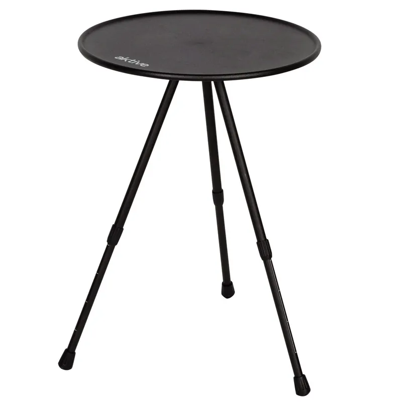 Aktive mesa plegable de camping redonda negra, ligera y compacta - Jardín