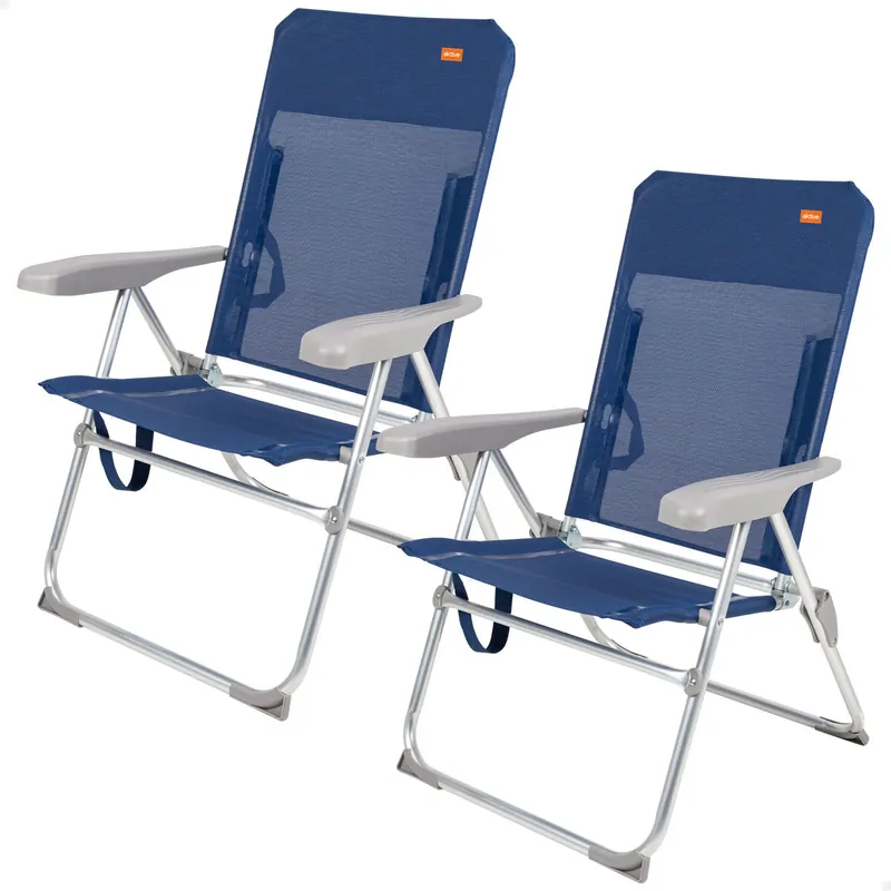 Aktive Pack 2 Sillas de playa 47X60X94 cm multiposición plegado slim azul - Jardín