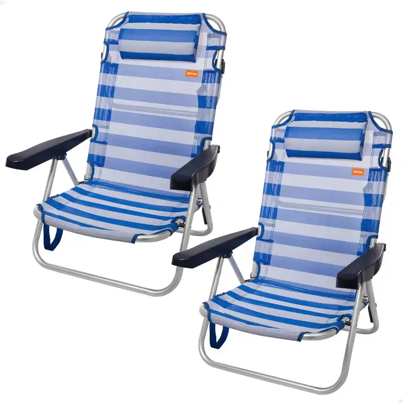 Aktive Pack 2 sillas playa plegables y multiposición estampado marinero - Jardín