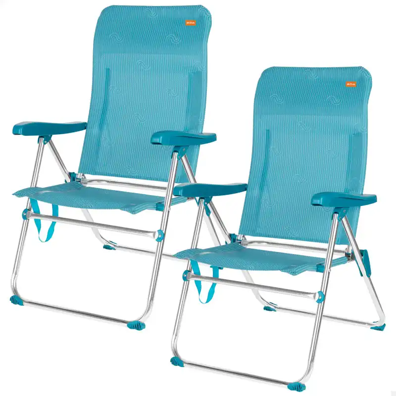 Pack 2 sillas playa altas multiposición 47x62x90 cm turquesa - Jardín