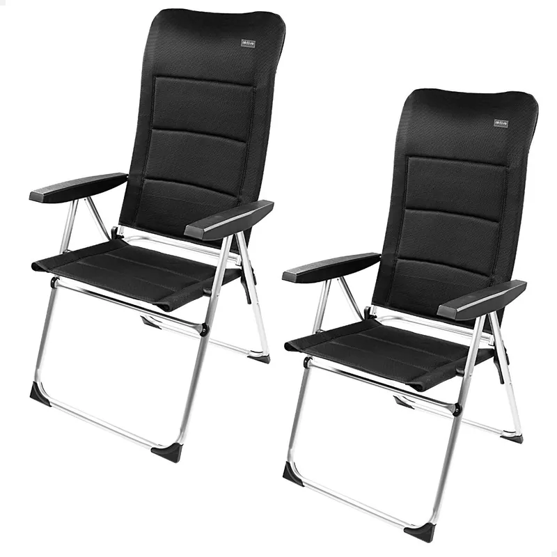 Aktive Set 2 sillas plegables y multiposición c/acolchado negro respaldo alto - Jardín