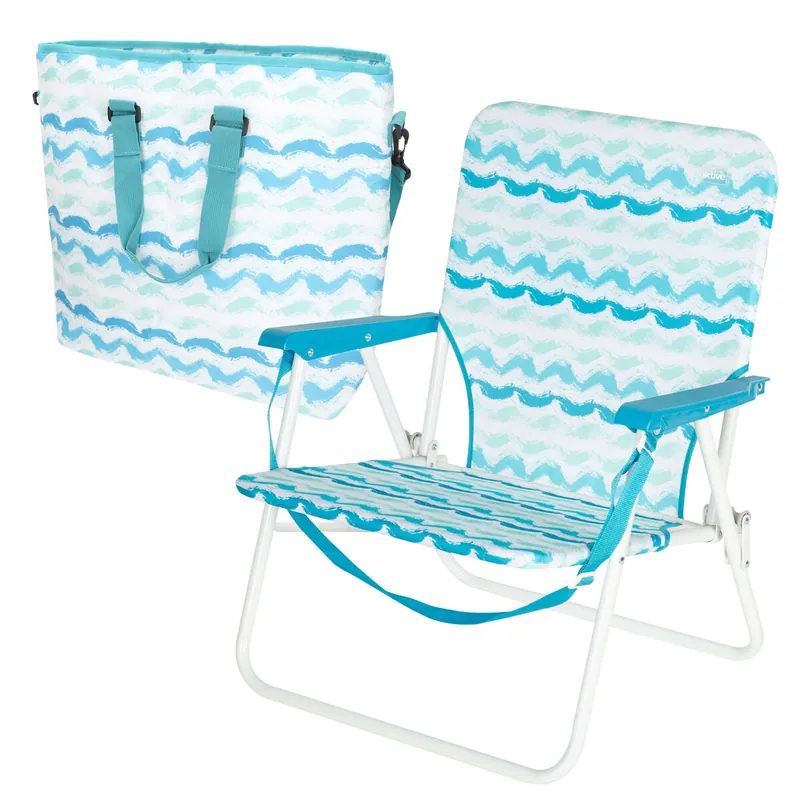 Aktive Pack playa silla baja (45x40x70 cm) + nevera portátil 20 litros - Jardín