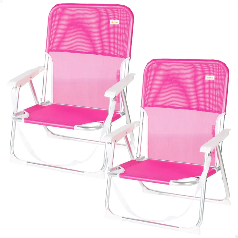 Aktive Set de 2 sillas plegables de playa 44x40x72 cm azul con asa - Jardín