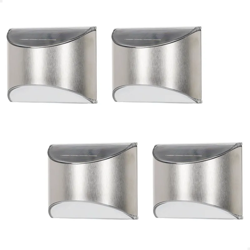 Aktive Set de 4 apliques solares LED 5-10 lúmenes de acero inoxidable