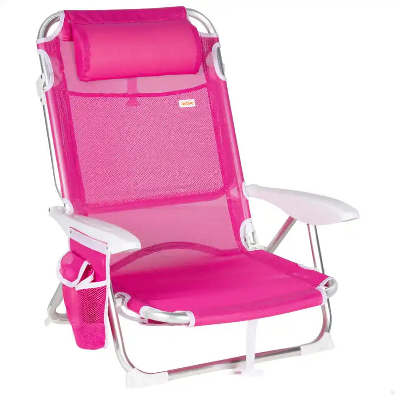 Aktive Silla de playa baja plegable y multiposición 51x45x76 cm fucsia - Jardín