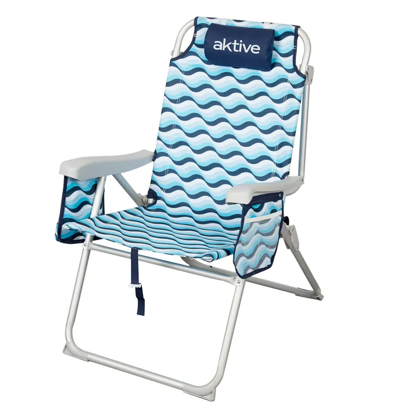 Aktive Silla de playa XL plegable de aluminio 5 posiciones con asas mochila Aruba - Jardín