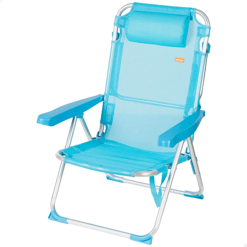 Aktive Silla playa alta multiposición 48x60x90 cm azul - Jardín