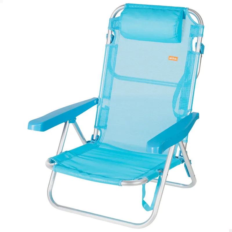 Aktive Silla playa baja multiposición 48x46x84 cm azul - Jardín