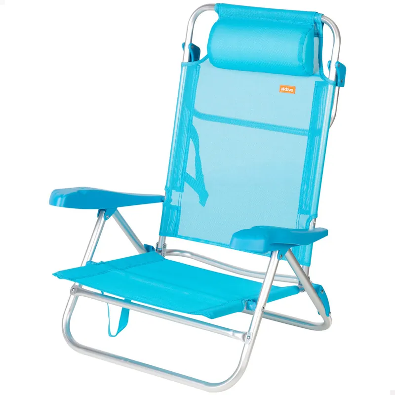 Aktive Silla playa baja multiposición 47x49x82 cm azul - Jardín