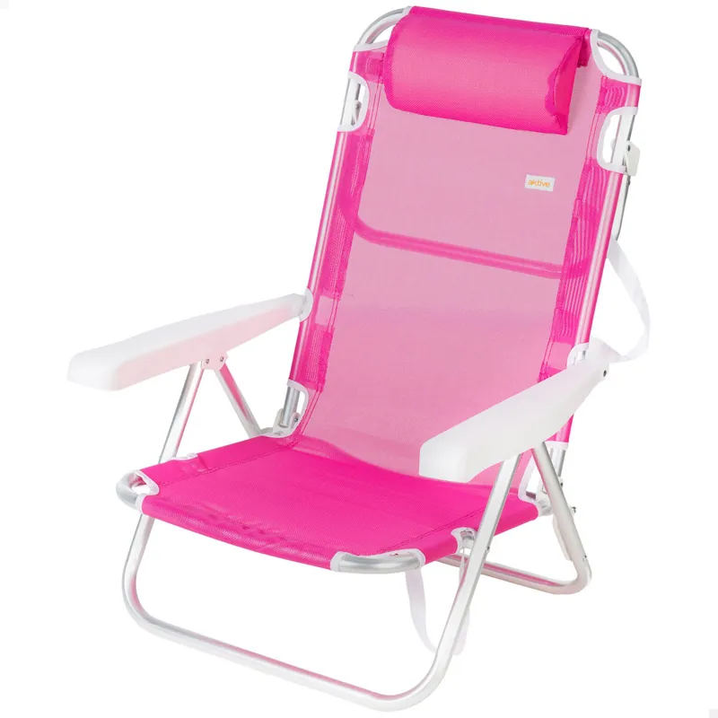 Aktive Silla playa baja multiposición 48x46x84 cm fucsia - Jardín